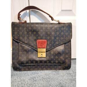 Authentic Pollini Monogram Handbag Stylish Designer Satchel Bag 11"X9.5" Italy